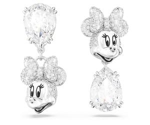 Swarovski Clous d'oreilles Disney Mickey Mouse asymétriques arborant le visage de Minnie, en métal rhodié