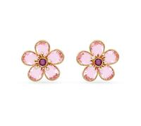 Swarovski Clous d'oreilles Florere – Fleurs roses, placage ton or