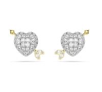 Swarovski Clous d'oreilles Idyllia – Cœur avec flèche, blanches, finition mix métal