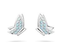 Swarovski Clous d'oreilles Lilia, papillons pavés de cristaux bleus, en métal rhodié
