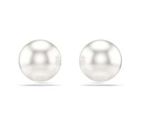 Swarovski Clous d'oreilles Matrix, Perle de cristal, Blanches, Métal rhodié