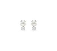 Swarovski Clous d'oreilles Matrix, Perle de cristal, Taille ronde, Blanches, Métal rhodié