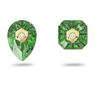 Swarovski Clous d'oreilles Numina, boucles d'oreilles asymétriques, taille en poire, métal plaqué ton or, vert