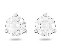 Swarovski Clous d'oreilles Solitaire, Taille ronde, Blanches, Métal rhodié