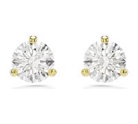Swarovski Clous d'oreilles Solitaire, Taille ronde, Blanches, Placage de ton or