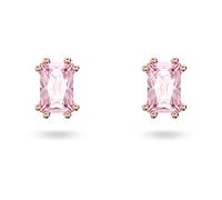 Swarovski Clous d'Oreilles Stilla, Cristal Rose Élégant, Taillé Baguette sur une Monture Plaqué Or Rose