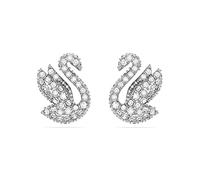 Swarovski Clous d'oreilles Swarovski Iconic Swan, Cygne, Blanches, Métal rhodié