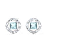 Swarovski Boucles d'oreilles clous Angelic Square, aiguemarine turquoise, métal rhodié