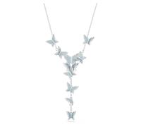 Collier en Y Idyllia Lilia, Papillon, Bleu, Métal rhodié OS