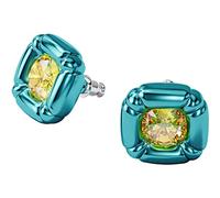Swarovski Clous d'oreilles Dulcis – grandes avec cristaux jaunes, montures bleu vif