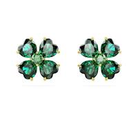 Swarovski Clous d'oreilles Idyllia Femme – Trèfle à quatre feuilles vert – Placage ton or
