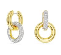 Swarovski Boucles d'oreilles Dextera – Design asymétrique, boucle entrelacée, blanches, plaqué or