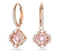 Swarovski Boucles d'oreilles Sparkling Dance, Trèfle, métal plaqué or rosé, incolore et rose