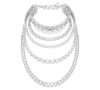 Swarovski Collier à fils fixes Millenia, coupe mixte, blanc, plaqué rhodium