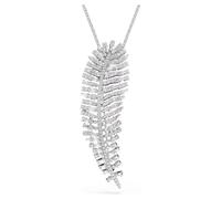 Swarovski Collier avec pendentif et broche Vienne, coupe mixte, plume, blanc, plaqué rhodium