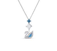 Swarovski Collier Dazzling Swan, bleu, métal rhodié