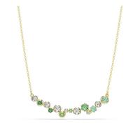 Swarovski Collier de la collection Constella, cristaux Zirconia incolores et verts, de tailles variées, fermoir à boule coulissante, placage de ton or
