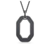 Swarovski Collier DEXTERA – Pendentif octogonal, cristaux noirs, métal plaqué ruthénium – Noir