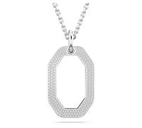 Swarovski Collier Dextera, pendentif octogonal orné de cristaux noirs, en métal plaqué ruthénium