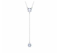Swarovski Collier en Y Attract, Taille ronde, Bleu, Métal rhodié