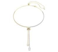 Swarovski Collier en Y Hyperbola, coupe ronde, nœud, blanc, mélange de finitions