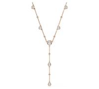 Swarovski Collier en Y Imber, coupe ronde, blanc, finition or rose 18 carats