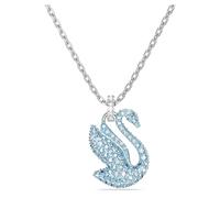Swarovski Collier Iconic Swan, au pendentif cygne orné de cristaux bleus, en métal rhodié