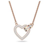 Swarovski Collier Lovely, motif coeur pavé de cristaux blancs sertis sur un placage de ton or rosé