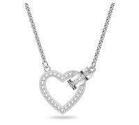 Swarovski Collier Lovely, motif coeur pavé de cristaux blancs sertis sur une base en métal rhodié