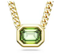 Swarovski Collier Millenia composé d'une chaîne épaisse et d'un pendentif vert octogonal, en placage de ton or