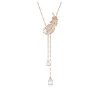 Swarovski Collier Nice, pendentif plume en Y, en placage de ton or rosé