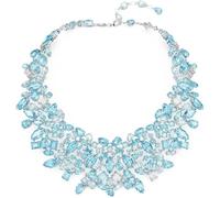 Swarovski Collier pierre précieuse coupe mixte bleu plaqué rhodium
