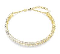 Swarovski Collier ras du cou Idyllia, coupe ovale, blanc, plaqué or