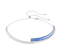Swarovski Collier ras du cou Matrix, tailles mixtes, bleu, métal rhodié