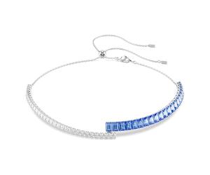 Swarovski Collier ras du cou Matrix, tailles mixtes, bleu, métal rhodié