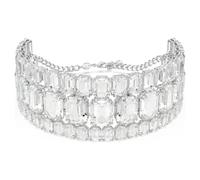 Swarovski Collier ras du cou Millenia, coupe octogonale, blanc, plaqué rhodium