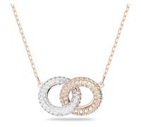 Swarovski Collier Stone, Cercles entrelacés, Blanc, Placage de ton or rosé