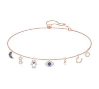 Swarovski Collier Swarovski Infinity, avec sept motifs symboliques en cristal Swarovski sur une chaîne réglable plaquée de ton or rosé, blanc