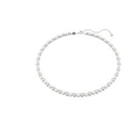 Swarovski Collier Tennis Matrix, alternance de Perles de crystal rondes blanches et de Zircone, longueur ajustable 41-44 cm, design élégant et moderne, métal rhodié