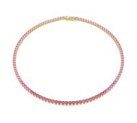 Swarovski Collier Tennis Matrix, Taille ronde, Rose, Placage de ton or