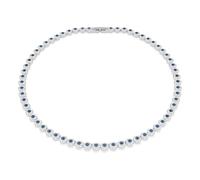 Swarovski Collier Tennis Una Angelic, Taille ronde, Bleu, Métal rhodié