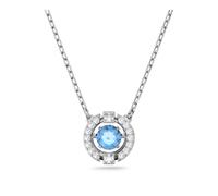 Swarovski Collier Una – Taille ronde, bleu, métal rhodié