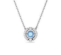 Swarovski Collier Una, Taille ronde, Bleu, Métal rhodié