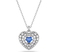 Swarovski Collier Unisexe Idyllia Hyperbola Pendentif Cœur Bleu Rhodié 5680403