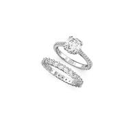 Swarovski Constella Ensemble de bagues en métal et oxyde de zirconium avec cristaux transparents Finition rhodium Taille unique Métal Oxyde de zirconium, taille unique, Métal, Zircone cubique