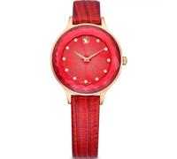 Swarovski Crystal 5650002 Octea Nova 5650002 Montre en cuir avec bracelet en cuir Rouge Finition or rose 33 mm