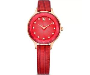 Swarovski Crystal 5650002 Octea Nova 5650002 Montre en cuir avec bracelet en cuir Rouge Finition or rose 33 mm
