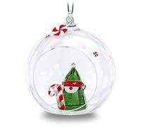 Swarovski Décoration Boule Lutin du Père Noël, Cristaux Swarovski Multicolores sur Ruban en Satin Vert, Fait Partie de la Collection Holiday Cheers de Swarovski