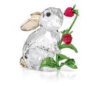 Swarovski Décoration de la Collection Idyllia, Lapin et framboises, aux 374 facettes, avec des Cristaux et des détails métal laqué Vert