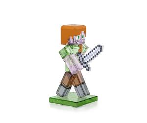Swarovski Décoration, Personnage de Minecraft, Alex et Son épée, Statuette en Cristal avec 426 facettes et des détails métalliques, Rose, Vert, Orange et Marron